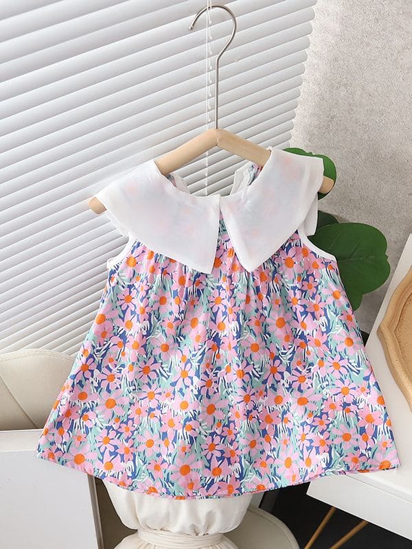 Girls Floral Print A-line Casual Dress