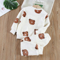 Girls Brown Fleece Sweatshirt with Joggers Set Winterwear Sets   