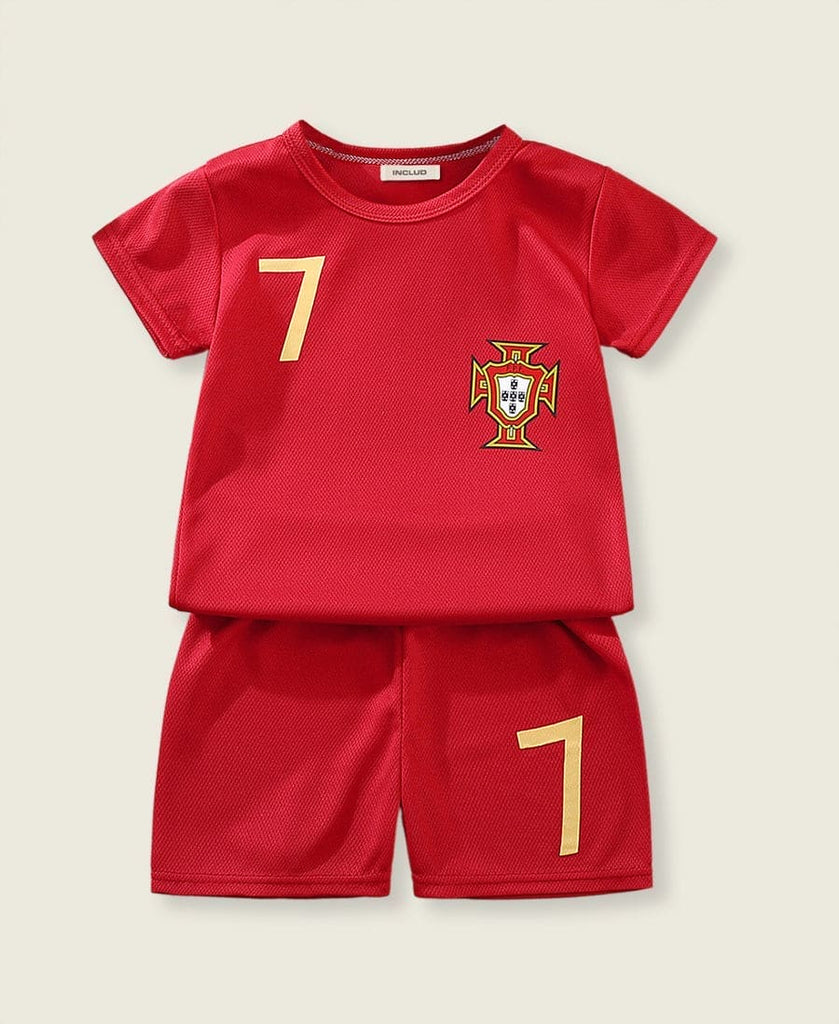 Boys Red Knitted Football Two Piece Set