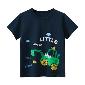 Boys Graphic Print Short Sleeves T-Shirt Tshirts Blue 1-2 Y 