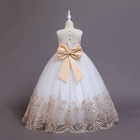 Girls Embroidered Tulle Gown Casual Dresses   