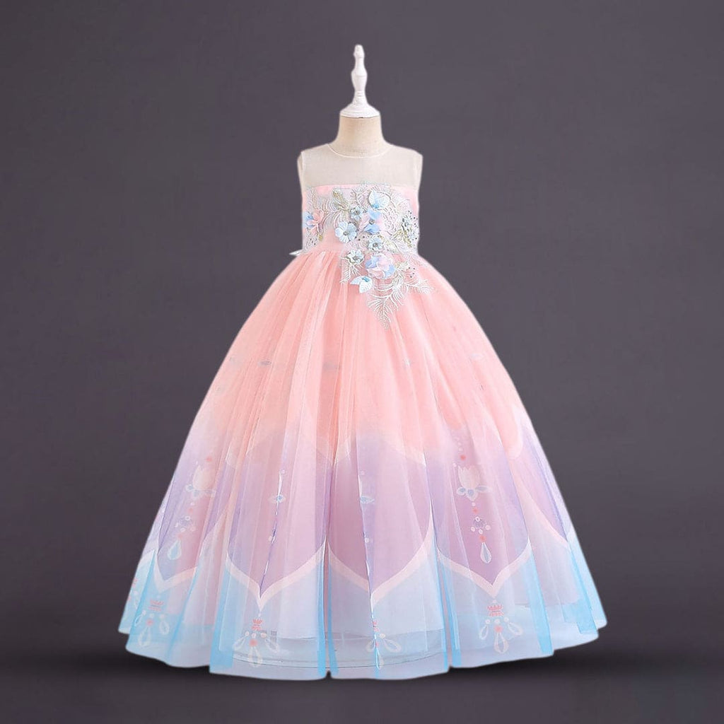 Girls Pink Embellished Tulle Party Gown Party Dresses Pink 4-5 Y 