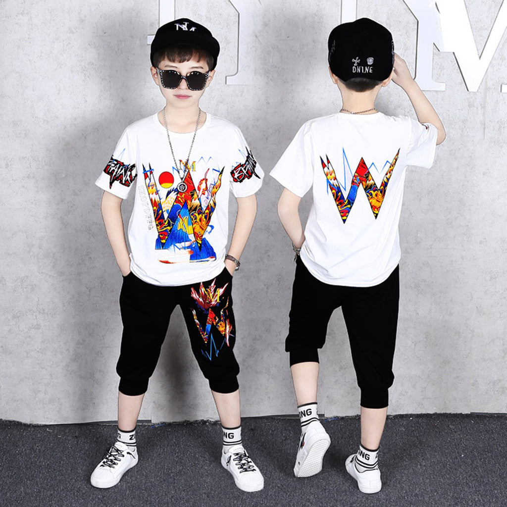 Boys Multicolor Graphic T-Shirt With Pants