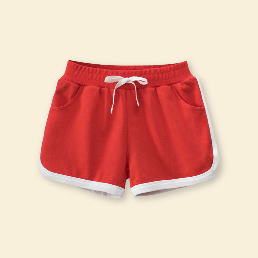 Girls Red Solid Color Hot Shorts Shorts Red 1-2 Y 