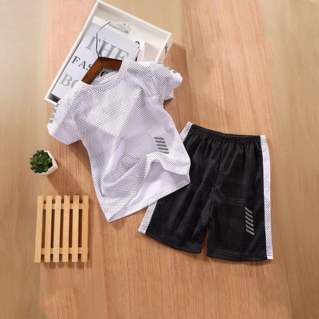 Boys White Sportswear Two Piece Sets Sets White 1-2 Y 