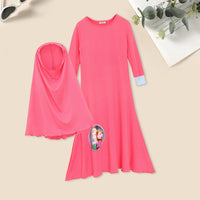 Girls Long Sleeve Dress With Head Scarf Casual Dresses Red 7-8 Y 