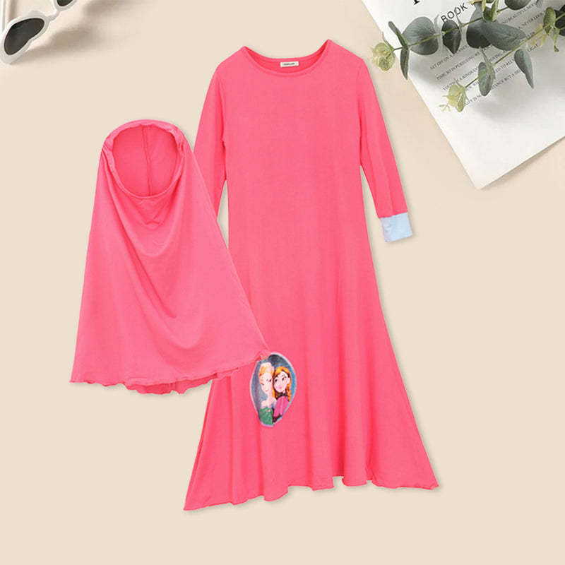 Girls Long Sleeve Dress With Head Scarf Casual Dresses Red 7-8 Y 