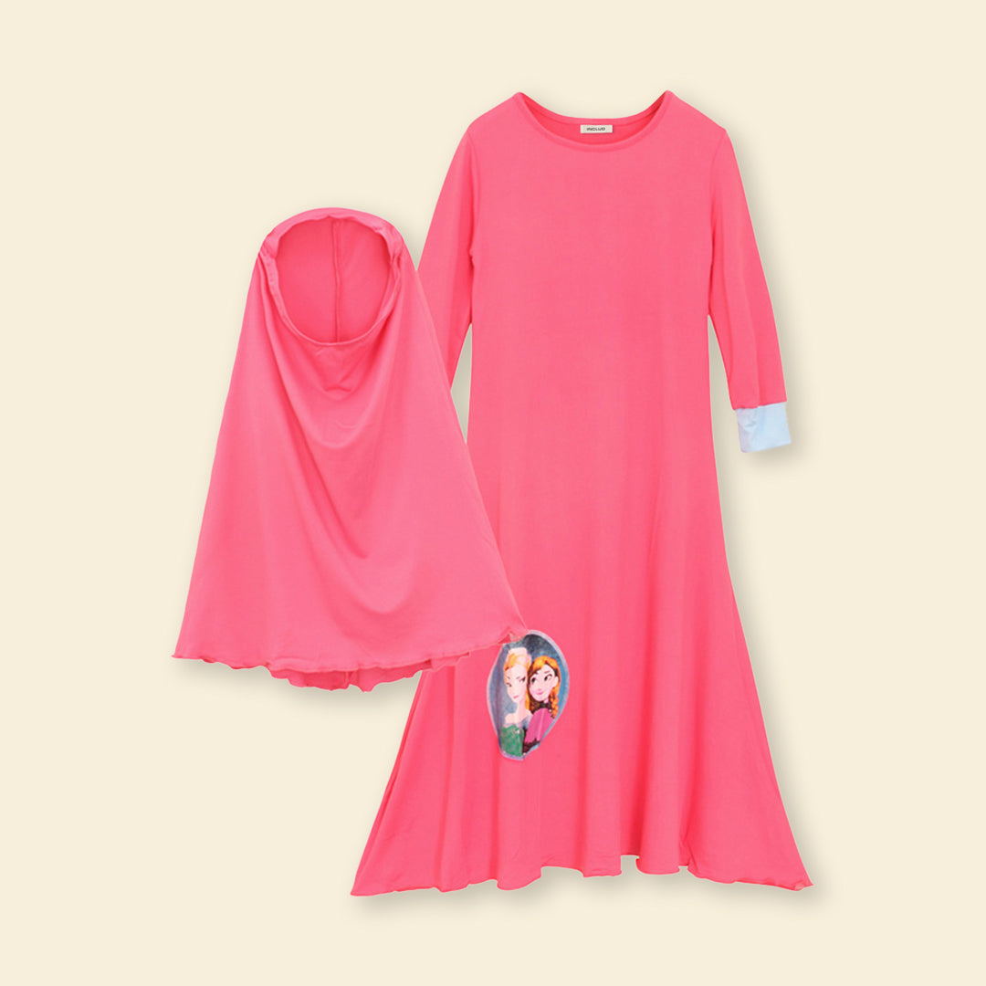 Girls Long Sleeve Dress With Head Scarf Casual Dresses   