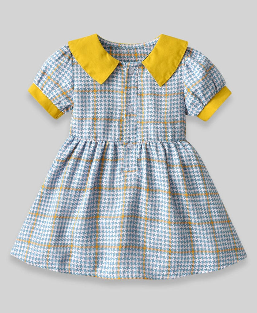 Girls Gingham checks Fit & Flare Dress with Peter Pan Collar Casual Dresses Style 4 1-2 Y 