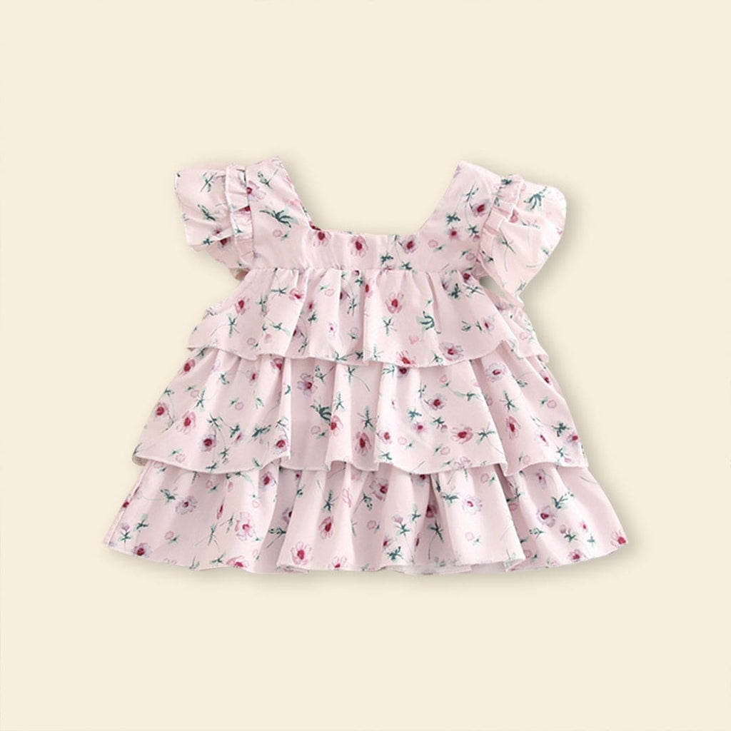 Girls Floral Print Square Neck Top With Pants (Copy) Sets