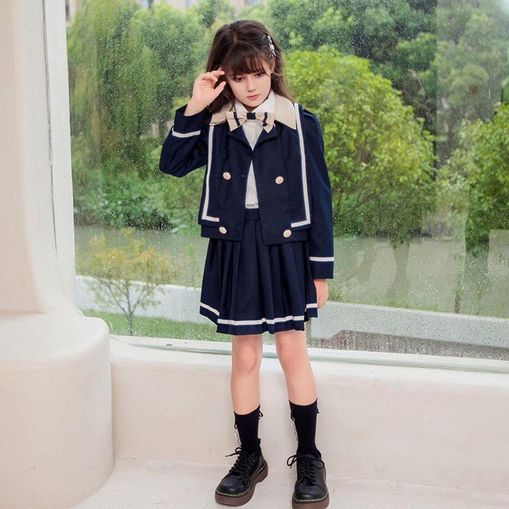 Girls Cardigan with Pleated Skirt Set