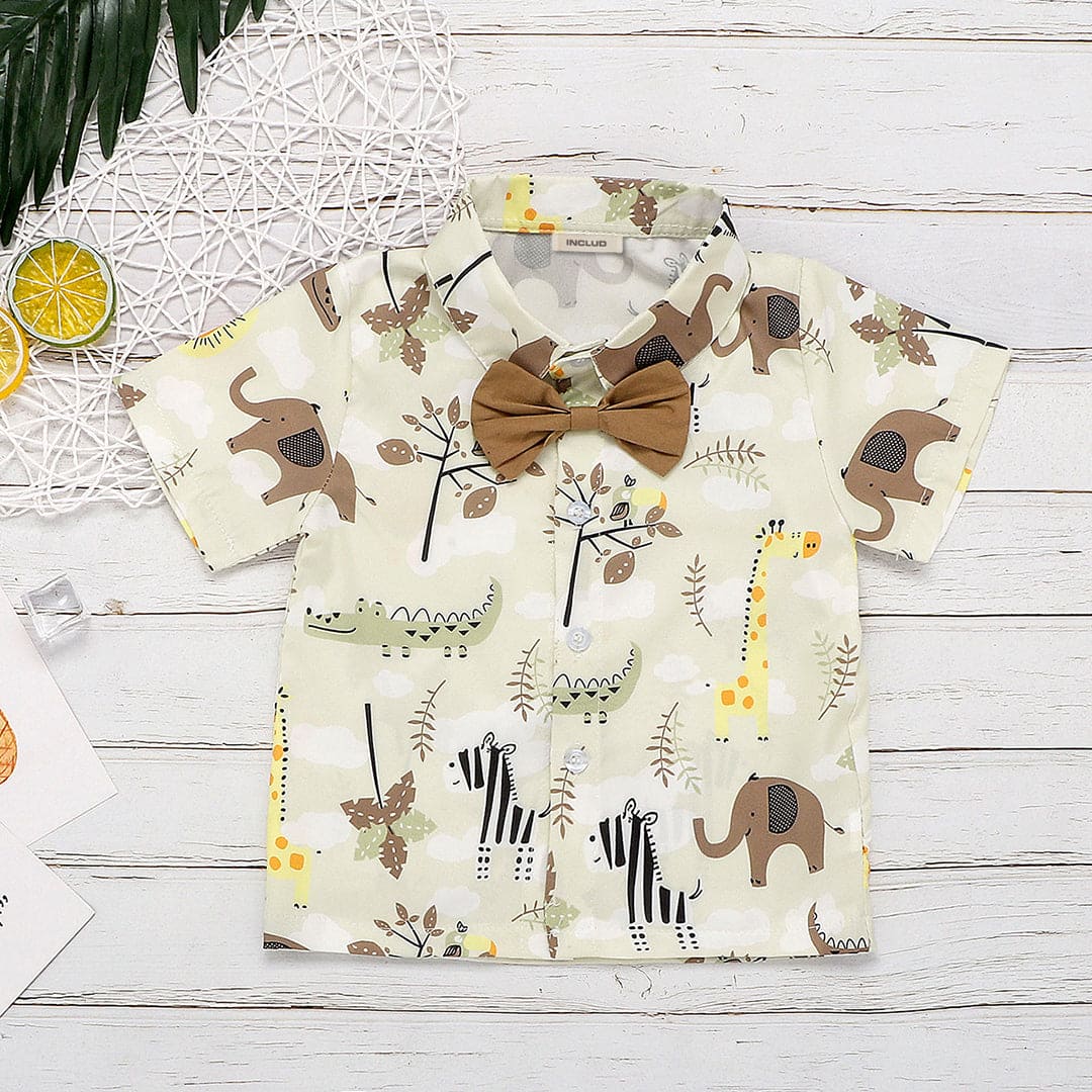 Boys Printed Shirt With Shorts Sets   