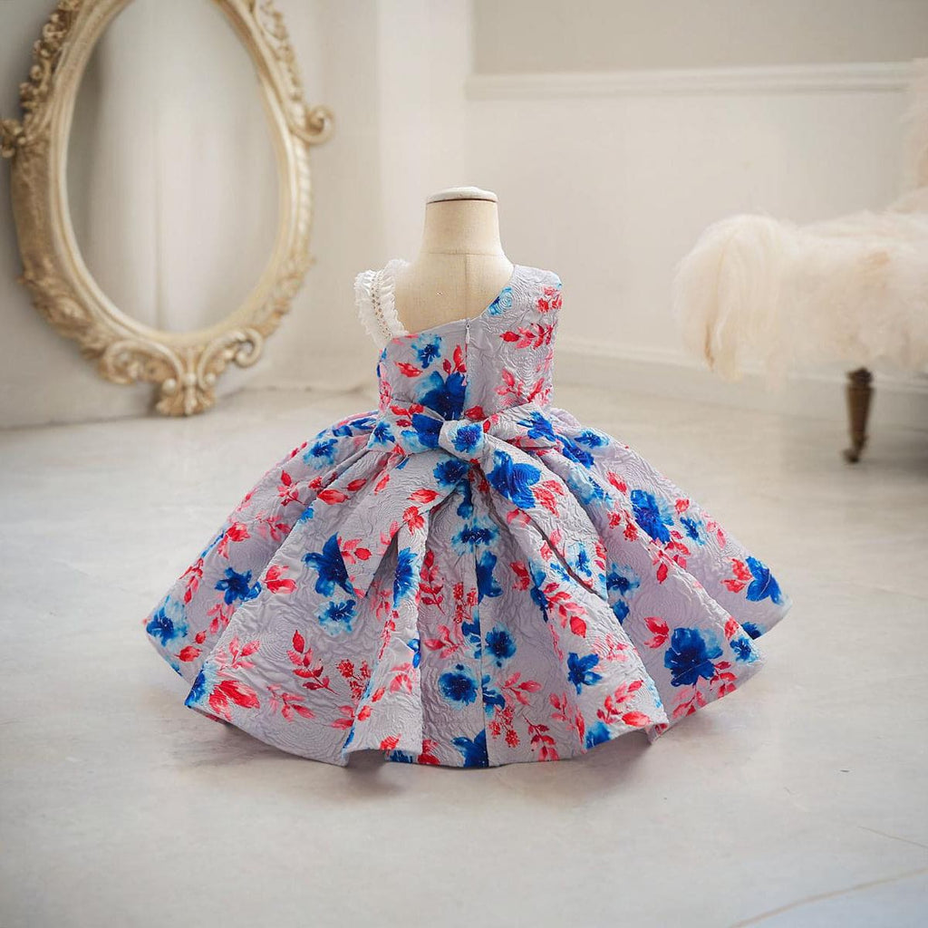 Girls Floral Print One Shoulder Party Dress Party Dresses   