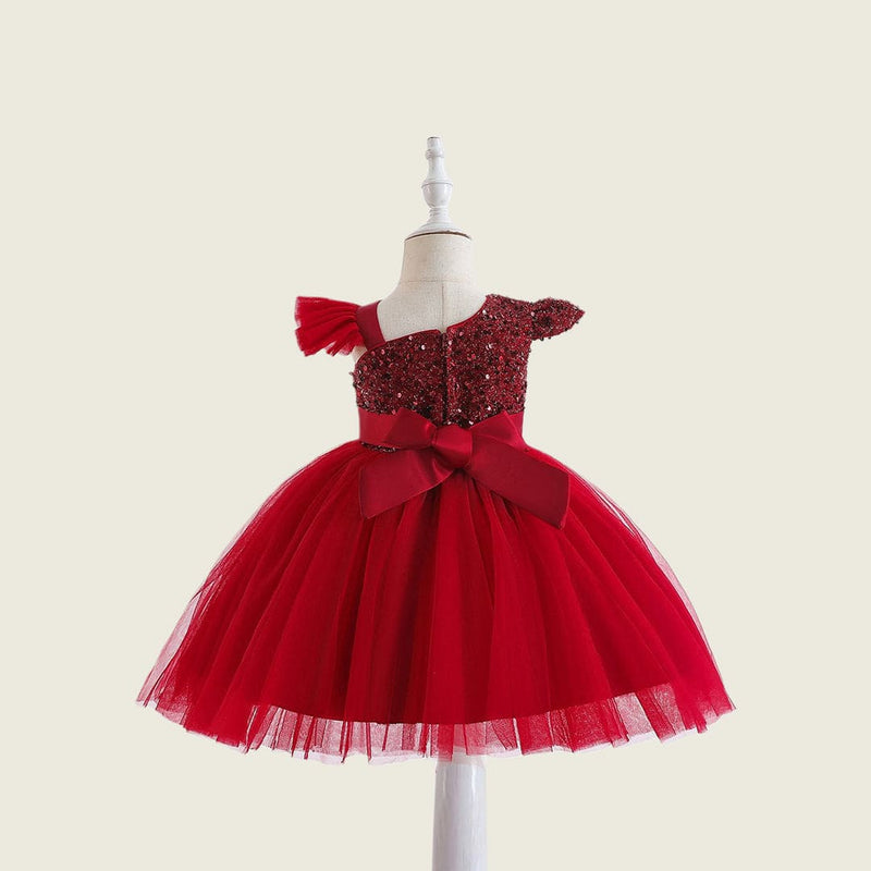 Girls Cape Sleeve Sequined Party Wear Dress Party Dresses   