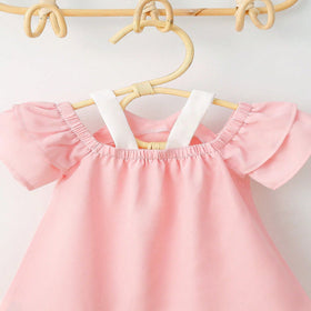 Girls Peter Pan Collar Cold Shoulder Top Tops   