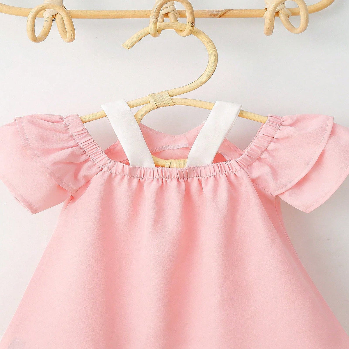 Girls Peter Pan Collar Cold Shoulder Top Tops   