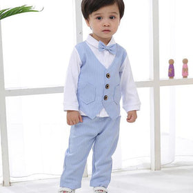 Boys Striped Waistcoat Mock Shirt With Trousers Set 2 pc. Sets Blue 1-2 Y 