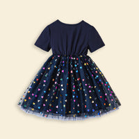 Girls Unicorn Print Tulle Overlay Casual Dress Casual Dresses   