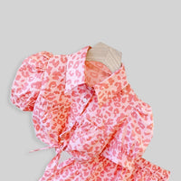 Girls Printed Tie Knot Top with Skirt Sets