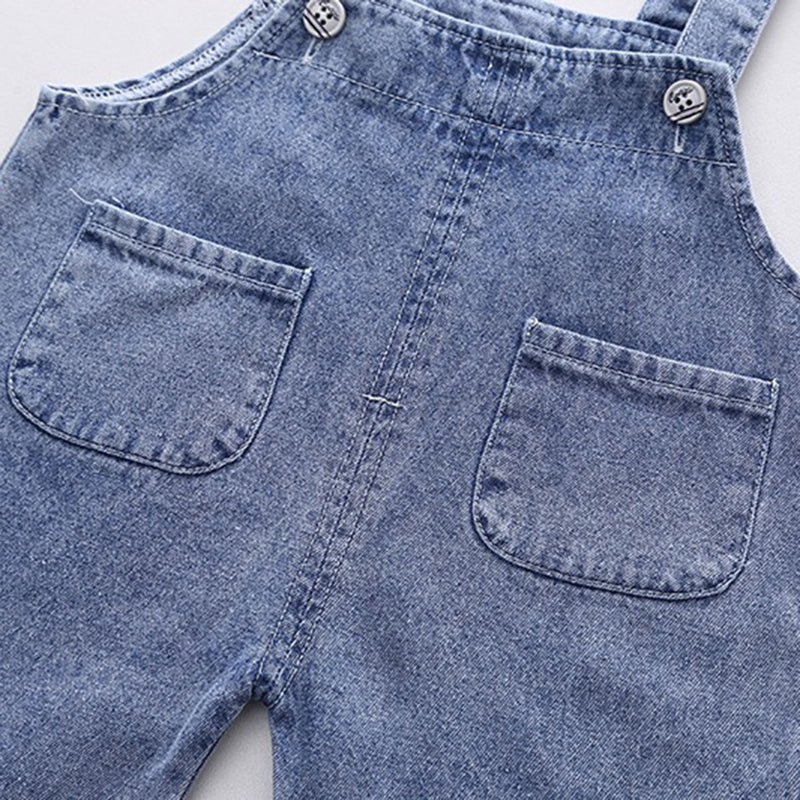Boys Black Striped Polo T-shirt with Denim Dungaree Set Sets