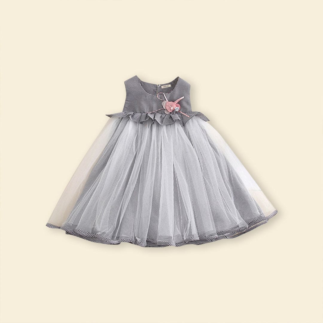 Girls Sleeveless Fit & Flare Plaid Dress Casual Dresses   