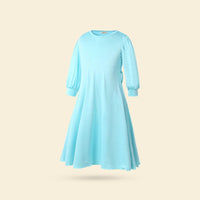 Girls Long Sleeve Round Neck Dress With Scarf Casual Dresses   