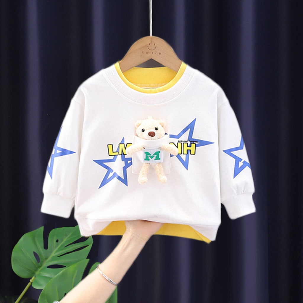 Boys Printed Teddy Sweatshirt Sweatshirts & Hoodies Yellow 1-2 Y 