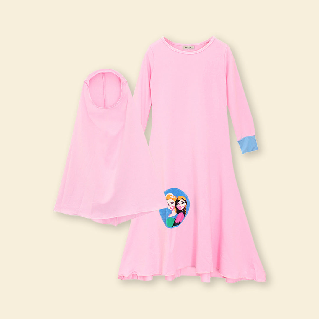 Girls Long Sleeve Dress With Head Scarf Casual Dresses   