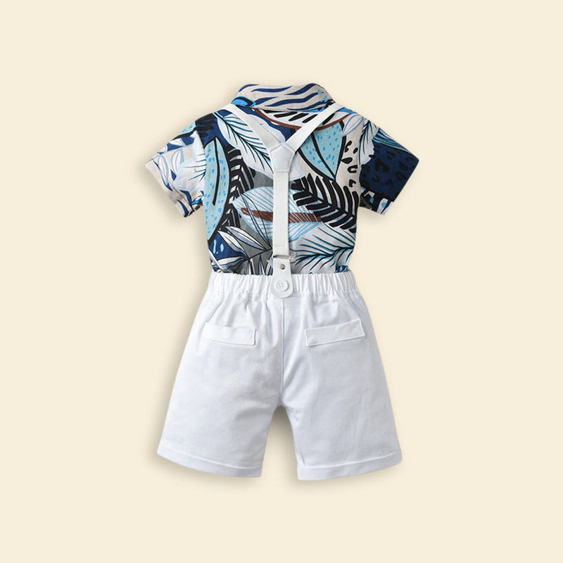 Boys Printed Shirt with Suspender Shorts Set 2 pc. Sets   