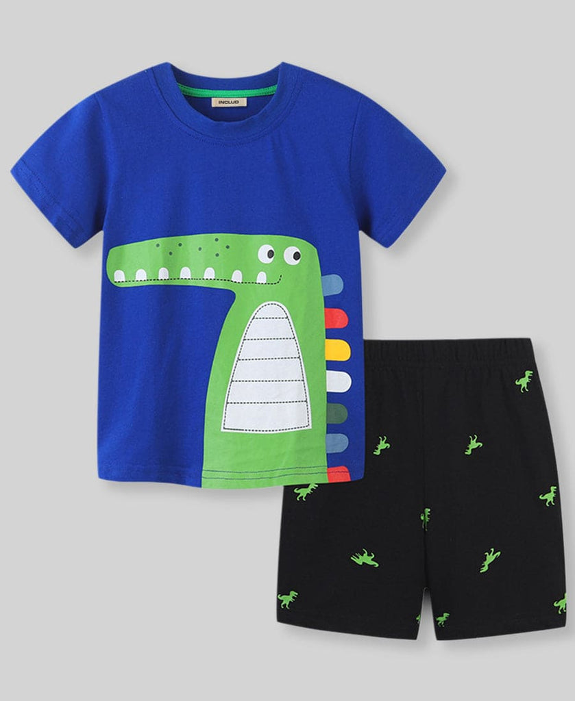 Boys Knitted Two Piece Set with Prints Sets Royal Blue 1-2 Y 