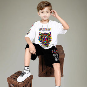 Boys Printed T-shirt with Shorts Set Sets White 4-5 Y 