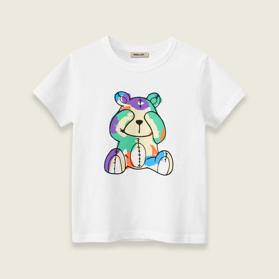 Boys Printed Short Sleeves Casual T-shirt Tshirts White 1-2 Y 