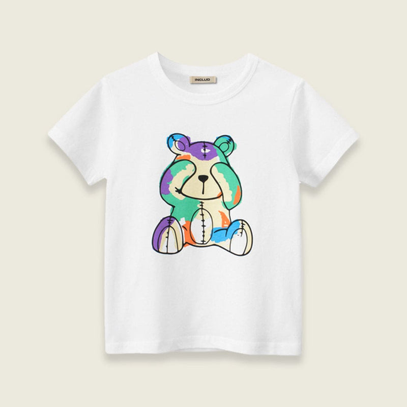 Boys Printed Short Sleeves Casual T-shirt Tshirts White 1-2 Y 