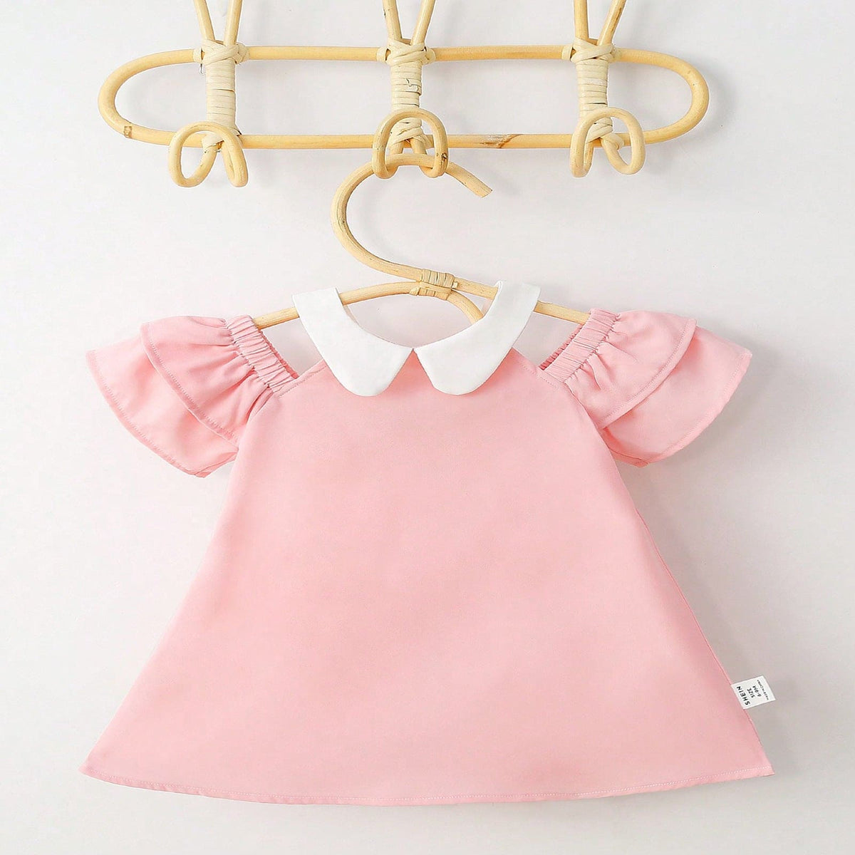 Girls Peter Pan Collar Cold Shoulder Top Tops Pink 2-3 Y 