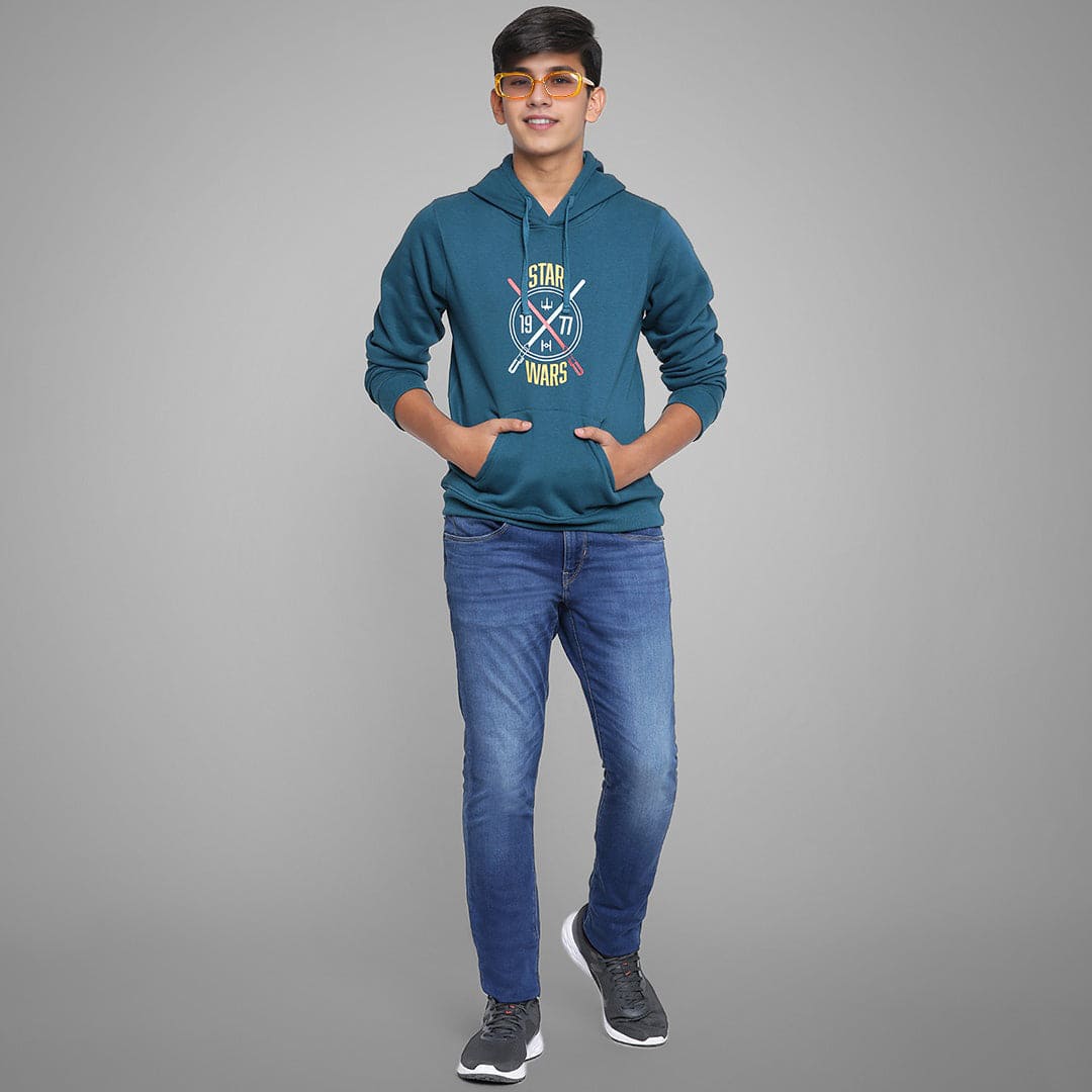 Boys Printed Full Sleeves Hooded Sweatshirt Sweatshirts & Hoodies   