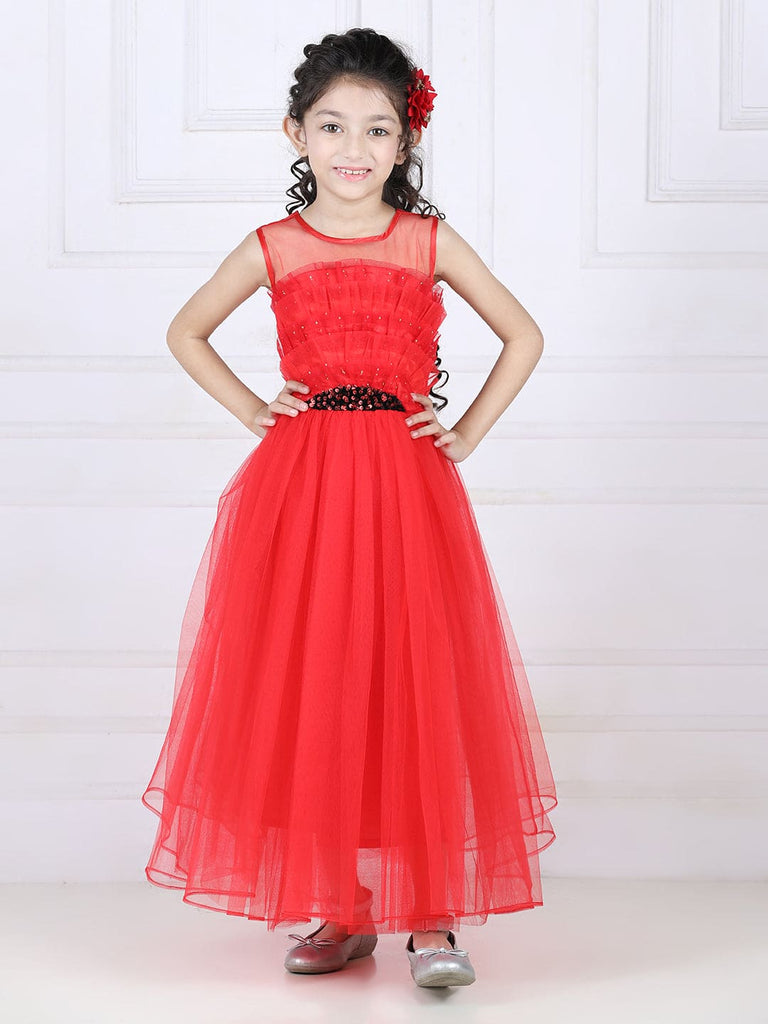 Girls Ruffle Bodice Tulle Party Gown