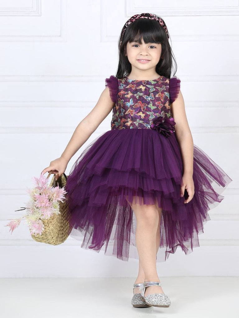 Girls Brocade Tiered Party Dress