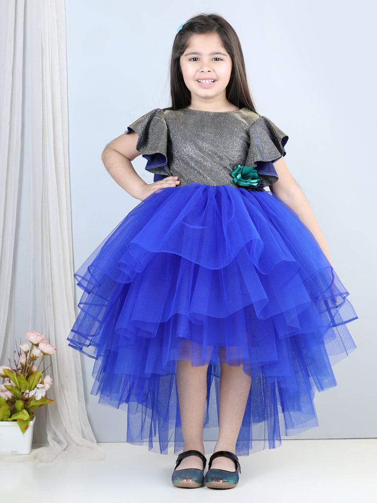 Girls Shimmer High-Low Hem Party Dress Party Dresses Blue 1-2 Y 