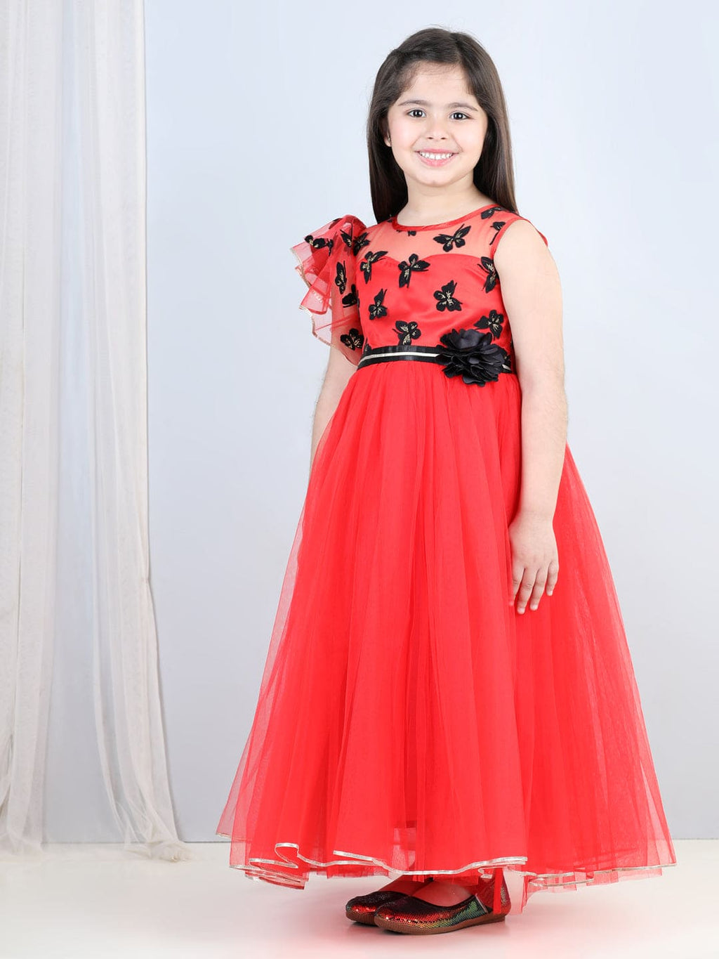 Girls Applique Tulle Party Gown Party Dresses   
