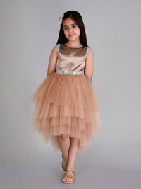 Girls Sateen Tiered Tulle High-Low Hem Party dress Party Dresses   