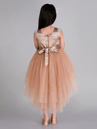 Girls Sateen Tiered Tulle High-Low Hem Party dress Party Dresses   