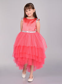 Girls Sateen Tiered Tulle High-Low Hem Party dress Party Dresses   
