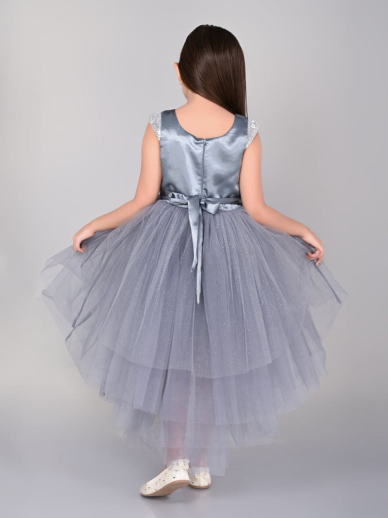 Girls Sateen Tiered Tulle High-Low Hem Party dress Party Dresses   