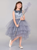 Girls Sateen Tiered Tulle High-Low Hem Party dress Party Dresses