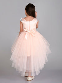 Girls Sateen Tiered Tulle High-Low Hem Party dress Party Dresses   