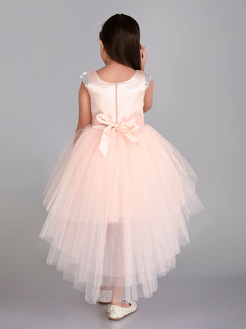 Girls Sateen Tiered Tulle High-Low Hem Party dress Party Dresses   