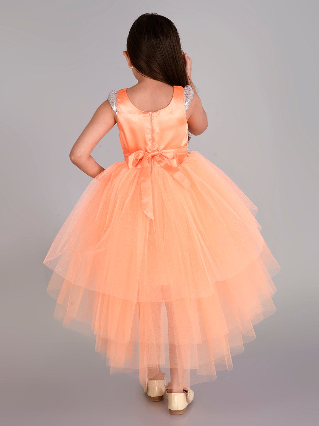 Girls Sateen Tiered Tulle High-Low Hem Party dress Party Dresses   