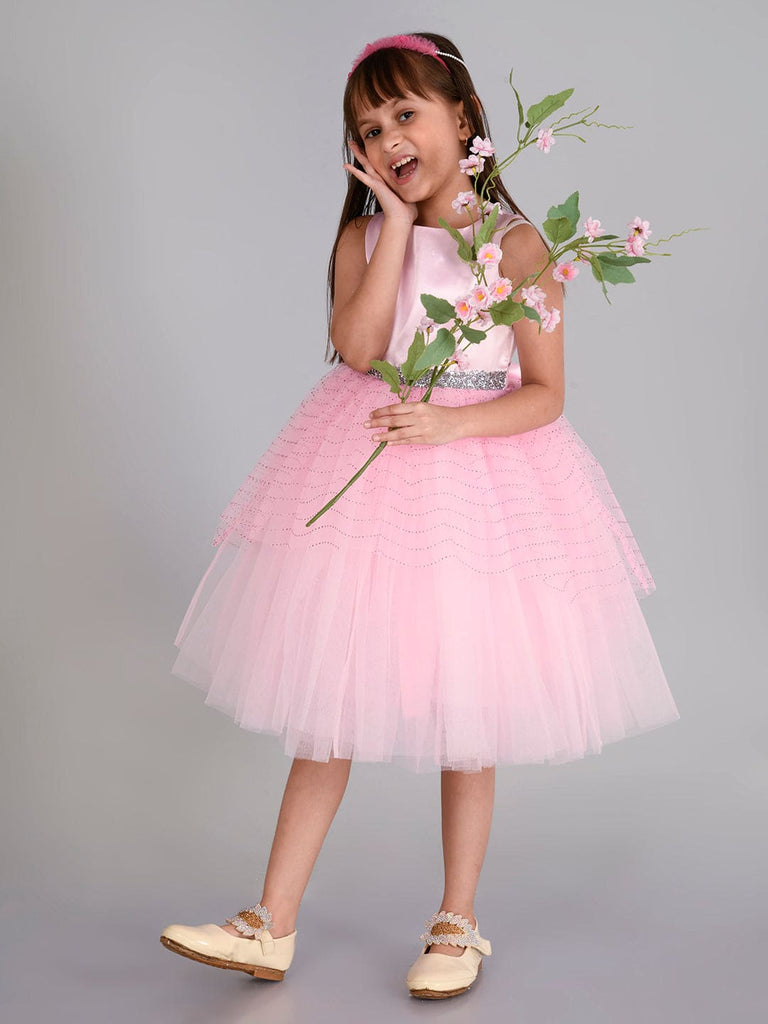Girls Sateen Tiered Party Dress