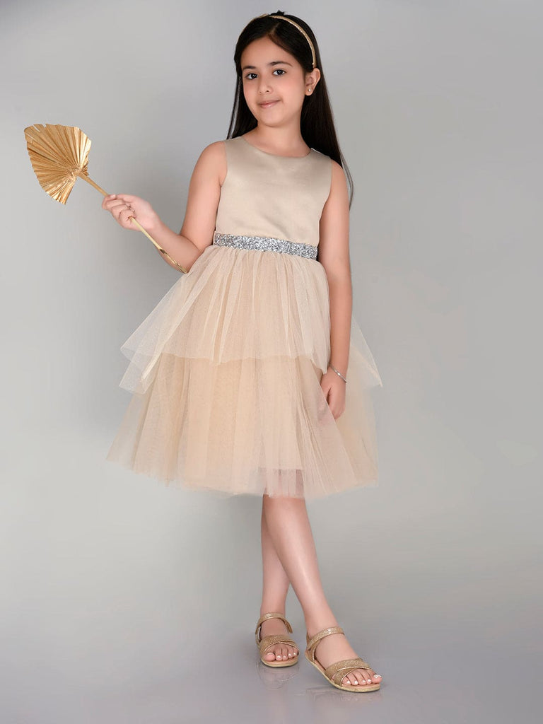 Girls Sateen Tiered Party Dress