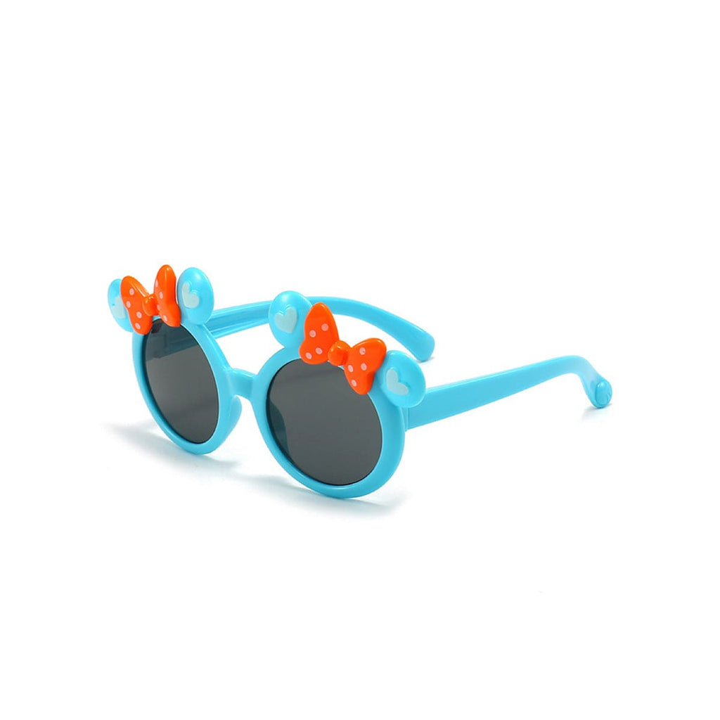 Girls Blue Stylish Round Shape Sunglasses With Bow Accessories Blue Onesize 